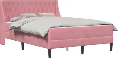 Image de vidaXL Cadre de lit avec matelas avec matelas rose 120 x 200 cm velours