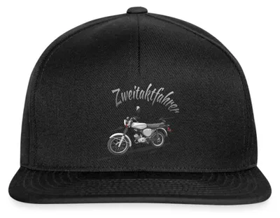 Produktbild von Spreadshirt Zweitaktfahrer Moped Snapback Cap, One size, Schwarz/Schwarz