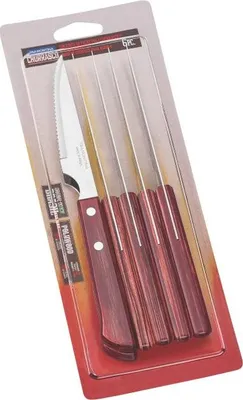 Produktbild von Tramontina Steakmesser 6-teilig, harte Edelstahlklinge, spülmaschinenfester Kiefernholzgriff