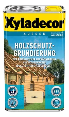 Produktbild von Xyladecor Holzschutz-Grundierung - auf Wasserbasis, Schreinerei, Tür, Fassade, Schuppen, Fensterladen, Fenster, Durchscheinend