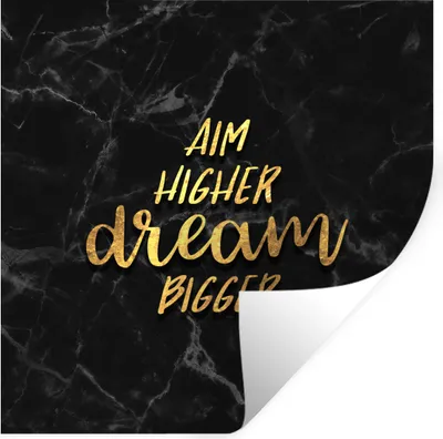 Produktbild von MuchoWow® Wandtattoo Wandsticker Wandaufkleber Zitate - Traum - Gold - Marmor 100x100 cm Selbstklebend und Repositionierbar - Wierderverwendbar - Selbstklebend
