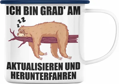 Produktbild von Trendation - Lustige Faultier Spruch Mitarbeiter Geschenk Arbeitskollege Emaille Tasse Kollegin Abschiedsgeschenk (Blau)