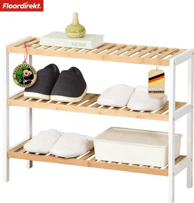 Produktbild von Bambus-Schuhregal Michigan Stilvolles, Platzsparendes Regal mit 3 Ablagen