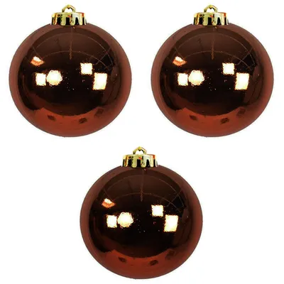 3 Stück XXL Weihnachtsbaumkugeln Christbaumkugeln Braun Ø 20cm