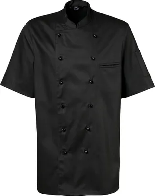 Produktbild von Kochjacke halbarm Fb. schwarz Gr. 2XL  : 2XL : 65% Polyester 35%Baumwolle 220 g/m² : schwarz