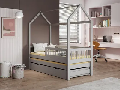 Obrázek produktu pro Dětská postel domeček s matrací 80x180 LAFRIA 1 - šedý