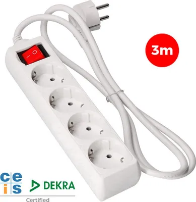 Image de Multiprise 4 Prises Edm Multiprise 4 Prises Schuko Avec Interrupteur - Edm