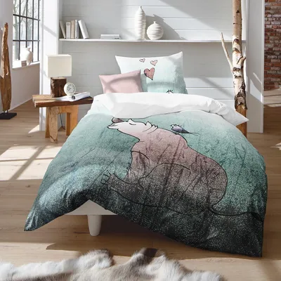 Produktbild von Fleuresse Renforcé Bettwäsche Elba Ella türkis 135x200 cm + 80x80 cm