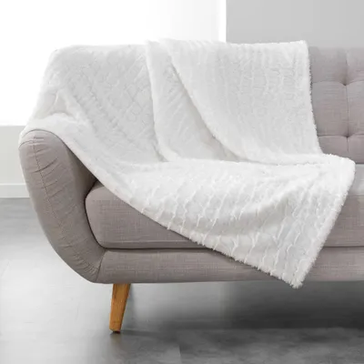 Image de Plaid Couverture a poil doux 125 x 150 cm imitation fourrure Simba Naturel