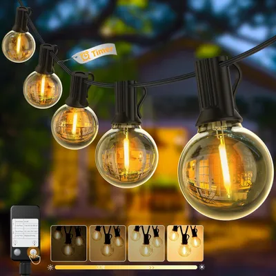 Outdoor Lichterkette 38 m, 48 warmweiße LEDs, wetterfest