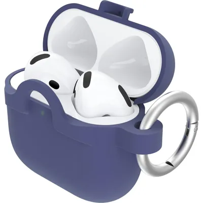 Produktbild von OtterBox Soft Touch-Hülle in Violett für AirPods der 4. Generation – ultradünn mit Karabinerhaken