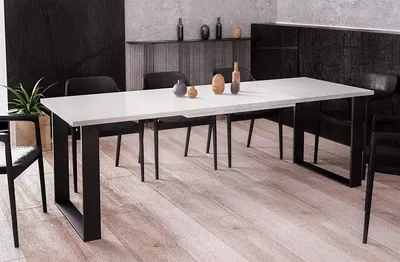 Produktbild von Endo-Möbel Esstisch Cora ausziehbar 130cm - 210cm Küchentisch Kufentisch (Weiß Hochglanz)
