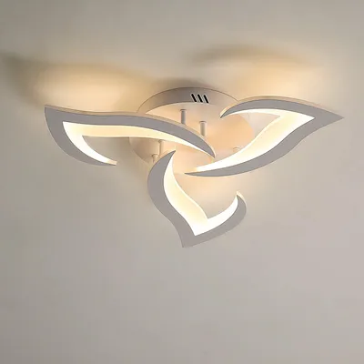 Obrázek produktu pro Dekorativní LED stropní svítidlo, 52 cm, 36W, moderní design s motivem květinových okvětních lístků, vhodné do obývacího pokoje, kuchyně, ložnice a jídelny, teplé bílé světlo (3000K), bílá barva