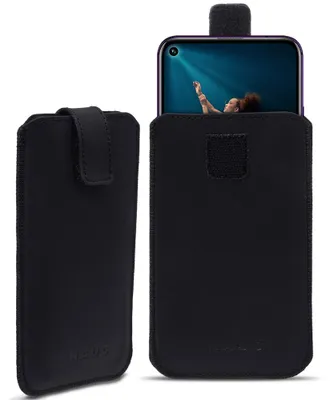 Produktbild von Leder Hülle Huawei Honor 20 Pro Schwarz Tasche Handyhülle Pull Tab Schutzhülle