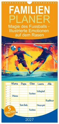 Produktbild von Familienplaner 2027 - Magie des Fussballs - Illustrierte Emotionen auf dem Rasen mit 5 Spalten (Wandkalender, 21 x 45 cm) CALVENDO