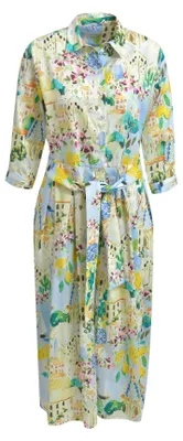 Produktbild von SHIRT BLOUSE DRESS W/ WIDE MIDI SKI 1601 LIGHT BLUE PRINT Größe 38