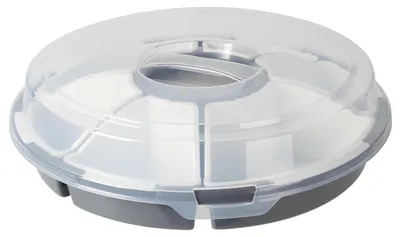 Servierset 33 x 9 cm, 480 g, mit Deckel, 6 Fächer, Polypropylen, grau