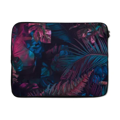 Produktbild von MuchoWow® Laptop Hülle 15 Zoll Dschungel - Blätter - Blau - Rosa - Mädchen - Kind Laptoptasche - Laptoptasche - Sleeve - Rundum-Schutz