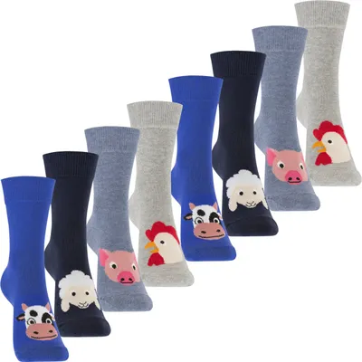 Produktbild von Footstar Kinder Basic Socken (8 Paar) Bunte Socken für Mädchen & Jungen - Farm 27-30