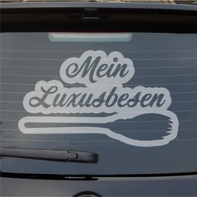 Produktbild von Heckscheibenaufkleber Mein Luxusbesen Hexe Witch 55x33 cm Milchglas Auto Aufkleber Sticker