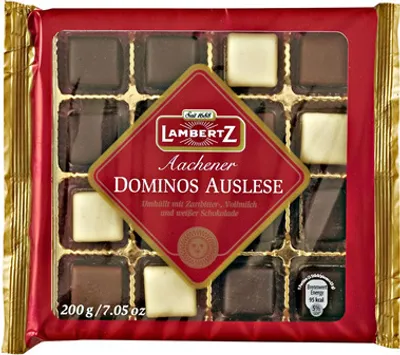 Produktbild von Lambertz Aachener Dominos Auslese umhüllt mit Zartbitter,Vollmilch- und weißer Schokolade 24 x 200 g