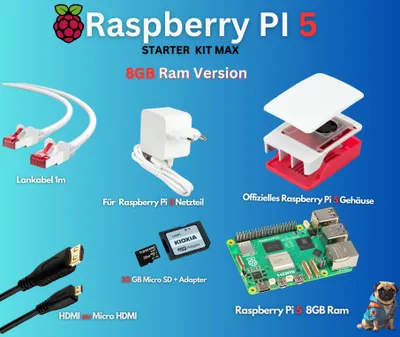 Image de Kit de démarrage Raspberry Pi 5 avec 8 Go de RAM MAX