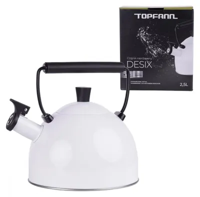 Produktbild von Desix Herdplatte Stahl Wasserkocher weiß schwarzer Griff 2,5l Gas Induktion
