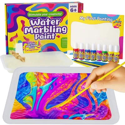 Produktbild von Wassermalerei Set Marmorierfarben Malset 8 Farben Kreativset zum Malen auf Wasser für Kinder ab 6 Jahren