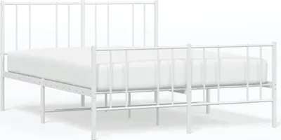 Produktbild von vidaXL Bettgestell mit Kopf- und Fußteil Metall Weiß 140x200 cm