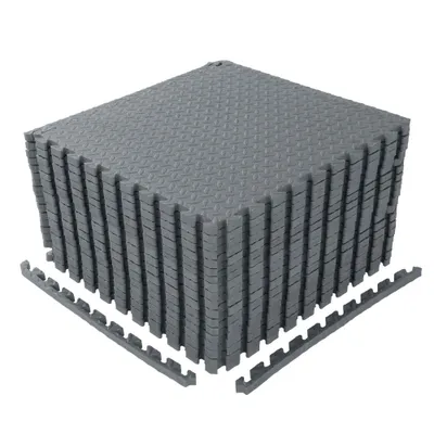 Produktbild von FCH 18 tlg 30 x 30cmBodenmatte Set Schutzmattenset mit Endstücken Bodenschutzmatte Unterlegmatten Bodenschutz Schutzmatten Puzzlematte Poolmatte,Grau