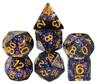 Produktbild von HOT Games Würfelset Nebula Glitter 7-teilig lila transparent