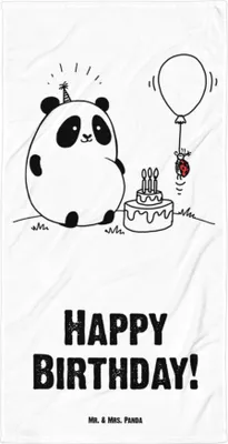 Produktbild von Mr. & Mrs. Panda Handtuch Panda Geburtstag - Weiß - Geschenk, Badehandtuch, Design, Reisehandtuch, Strandtuch, Großes
