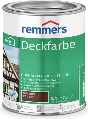 Produktbild von Remmers Deckfarbe nussbraun (RAL 8011) 0,75 l, Holzlack