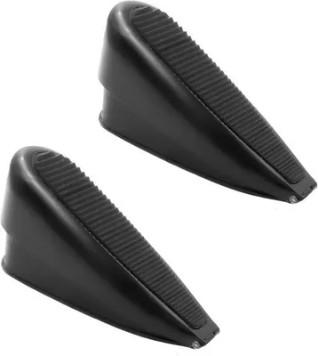 Produktbild von Ibenzoa® Türstopper aus Zinklegierung & Gummi, rutschfest, höhenverstellbar 43,5–70 mm, 135×43 mm, federbelastet, 2er-Set schwarz – für Büro & Zuhause