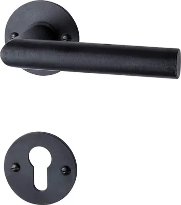 Image de HALCÖ Garniture à béquilles DAVOS - sur rosace ronde PZ, TS-50, acier noir