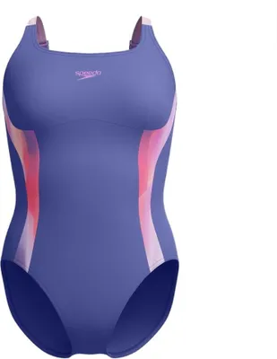 Produktbild von Speedo Formender bedruckter Splice-Badeanzug Damen hapuna blau pink Gr 38
