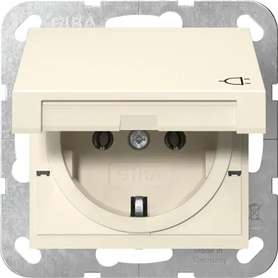 Produktbild von GIRA 445401 SCHUKO-Steckdose Klappdeckel System 55 Cremeweiß glänzend