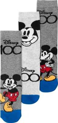 Produktbild von Disney Mickey Mouse Socken für Jungen - Kinder Sneaker Kindersocken Söckchen Grau (3er Pack), Größe:23-26