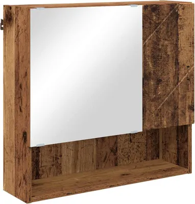 Zdjęcie produktu dla Szafka z lustrem z przechowywaniem Stare drewno 59 x 17 x 55 cm