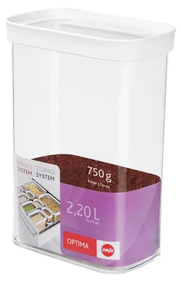 Produktbild von EMSA Optima, Container, Rechteckig, 2,2 l, Transparent, Weiß, Styrol-Methylmethacrylat (MS), Thermoplastisches Elastomer (TPE), 55 °C
