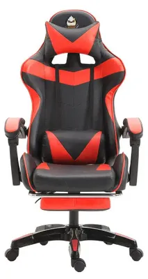 Produktbild von Gaming Stuhl mit Katzenohren - Ergonomischer Gaming Bürostuhl - Höhenverstellbar - Liegefunktion - Kunstleder mit Kissen - Rot