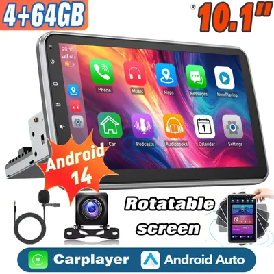 Image de Autoradio - Système audio pour voiture - Lecteur multimédia - Écran tactile rotatif de 10,1 pouces
