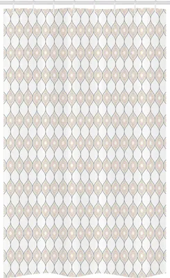 Immagine prodotto di ABAKUHAUS Tenda da doccia stretta, forma Ogee con pois vivaci, set decorativo per bagno in tessuto con ganci, 120 x 180 cm, grigio chiaro senape scuro