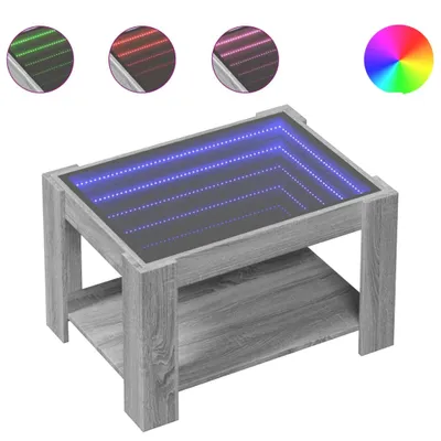 Zdjęcie produktu dla vidaXL Stolik kawowy LED szary Sonoma 73x53x45 cm materiał drewnopochodny