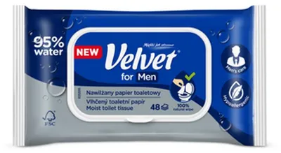 Image de Velvet Papier hygiénique humide pour hommes, 48 pièces