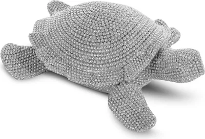 Produktbild von Elegante Schildkrötenfigur aus Harz, silberfarben, 14x12x5 cm