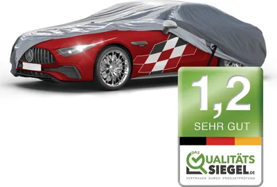 Produktbild von WALSER Premium Abdeckplane Auto All Weather Plus Qualitätssieger *, Abdeckplane wasserdicht, Auto Abdeckplane, Autoplane UV-beständig, Autoabdeckung Outdoor, Autogarage Abdeckung Größe 2 grau