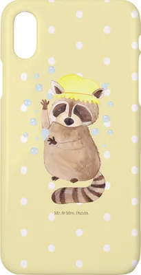 Produktbild von Mr. & Mrs. Panda Iphone 10 Handyhülle Waschbär - Gelb Pastell - Geschenk, X, Waschen, Fröhlich, Tagträumen, Cover, Plan, Seifenblasen, Hülle, Handy, Lustige Sprüche