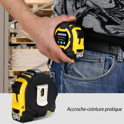 Image de Monzana Mètre ruban magnétique avec enrouleur automatique 10m Acier & Plastique Mesures précises Dragonne pratique Crochet de ceinture