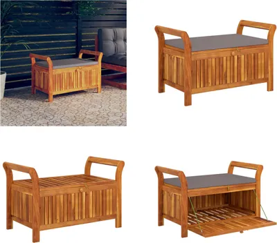 Produktbild von vidaXL Garten Truhenbank mit Kissen 91 cm Massivholz Akazie - Gartenbank - Gartenbänke - Gartentruhe - Gartenmöbel